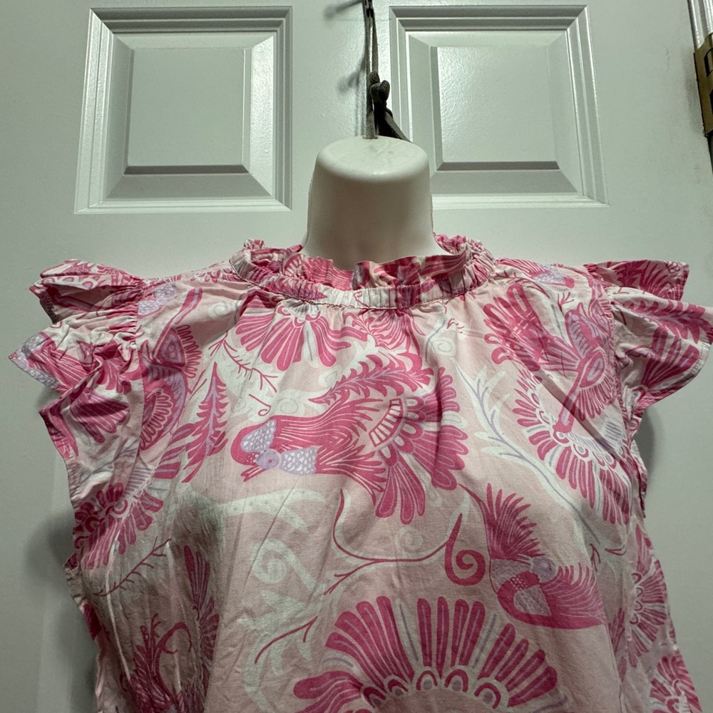 Sail To Sable Size Large Flutter Sleeve Top 100% … - image 4